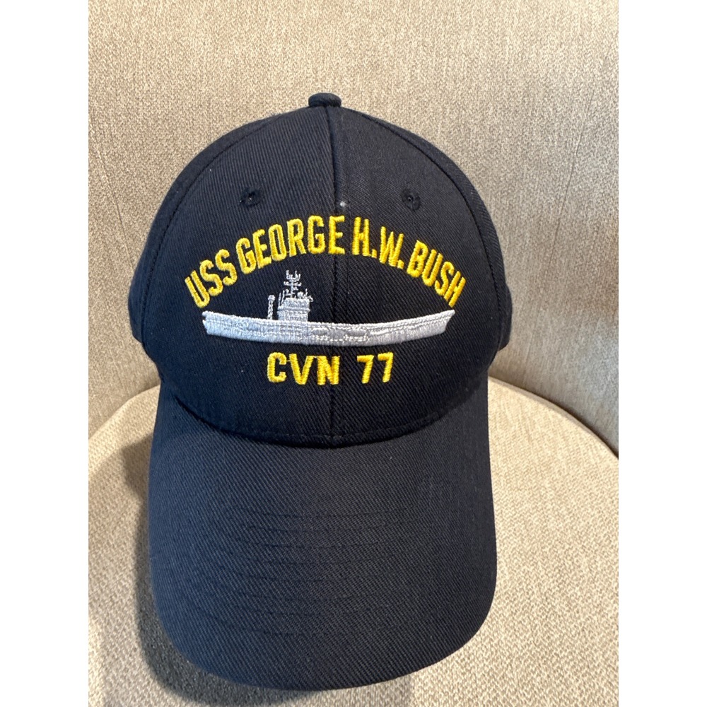 Vintage USS George HW Bush CVN 77 Hat Eagle Crest Navy Aircraft Carrier Cap USA